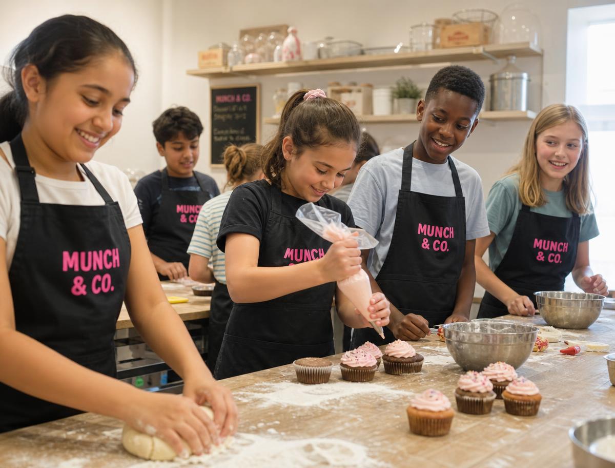 Young chefs working together in the Munch & Co. kitchen